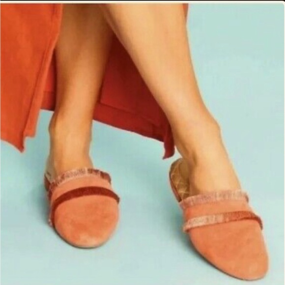 Birdies Shoes - NWOT•Birdies•Ani Coral• Suede Fringe•Slip On Mules• Size 7.5
